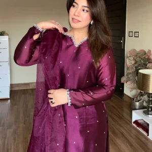 Izzah Embroidered Dress – 3 Piece